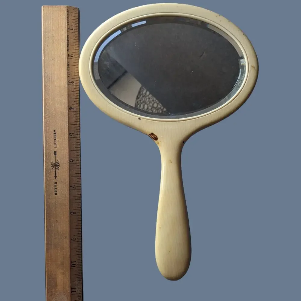 Vintage 1930s Ivory Pyralin Hand Mirror